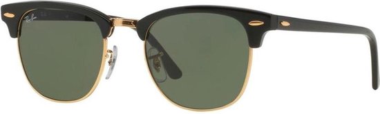 Ray-Ban RB3016 W0365 - Clubmaster (Classic) - zonnebril - Zwart / Groen Klassiek G-15 - 51mm van Merkloos