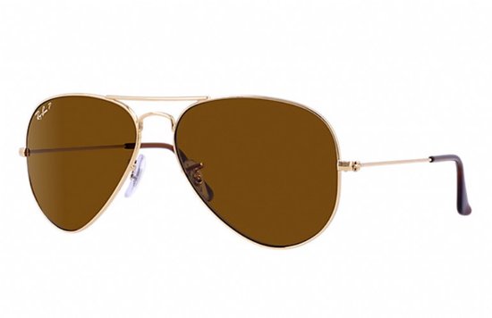 Ray-Ban RB3025 001/57 - Aviator (Classic) - zonnebril - Goud / Bruin Klassiek B-15 - Gepolariseerd - 58mm van Merkloos