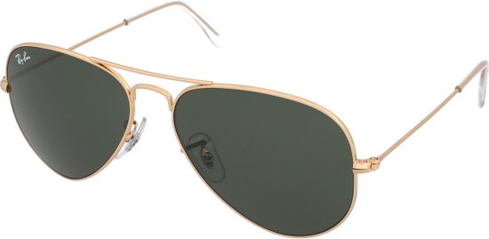 Ray-Ban RB3025 W3234 - Aviator Large Metal (Classic) - zonnebril - Goud / Groen Klassiek G-15 - 55mm van Merkloos
