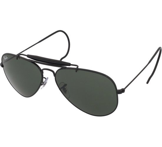Ray-Ban RB3030 L9500 - Outdoorsman - zonnebril - Zwart / Groen Klassiek G-15 - 58mm van Merkloos