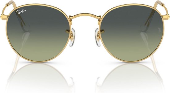 Ray-Ban Rb3447 Ronde Metalen Zonnebril, Goud/Groen Vintage, 53 mm