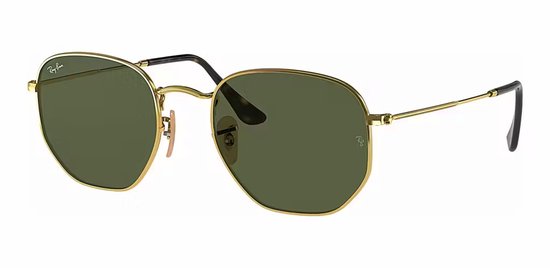 Ray Ban RB3548N 001 Hexagonal Flat Lenses Goud – Metaal – Groen Klassiek G-15 – 51mm van Merkloos