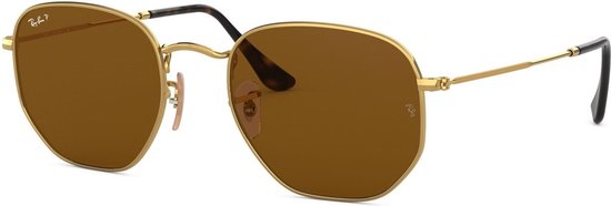 Ray-Ban RB3548N 001/57 - Hexagonal (Flat) - zonnebril - Goud / Bruin Klassiek B-15 - Gepolariseerd - 54mm