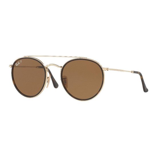 Ray-Ban Round RB3647N Unisex Zonnebril - Goud / Bruin