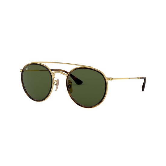 Ray-Ban Round RB3647N Unisex Zonnebril - Goud / Groen van Merkloos