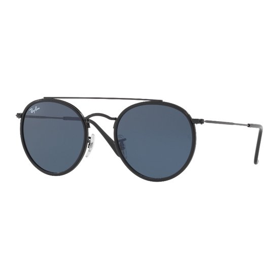 Ray-Ban Round RB3647N Unisex Zonnebril - Zwart / Blauw-Grijs van Ray-Ban