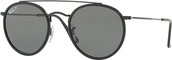 Ray-Ban Round RB3647N Unisex Zonnebril - Zwart / Groen van Merkloos