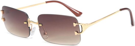Rechthoekige Randloze Zonnebril met Gradient Lens voor Dames en Heren van Merkloos