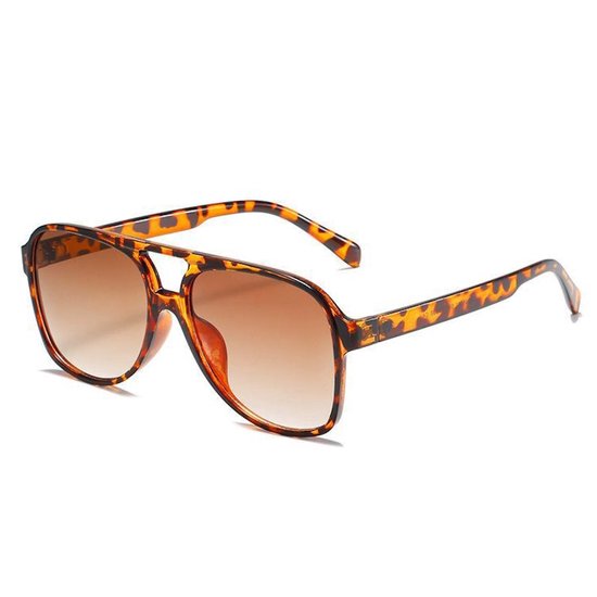 Retro Aviator Zonnebril - Luipaard/Bruin - Fashion Favorite van Merkloos