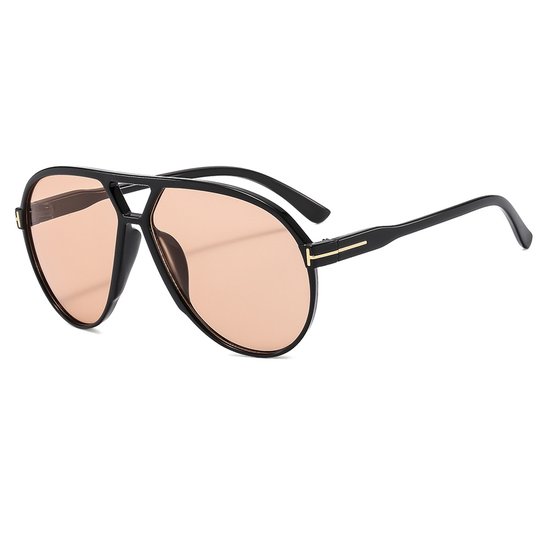 Retro Aviator Zonnebril voor Dames en Heren, Oversized Klassiek, Vintage uit de jaren 70, Trendy, Klittenvrij, Vierkant Aviator Zonnebril van Merkloos