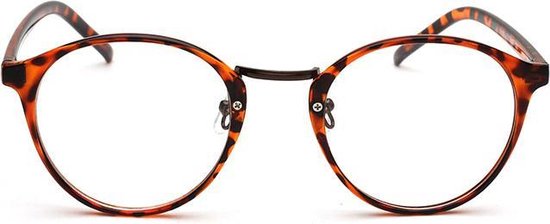 Retro bril zonder sterkte Leopard van Merkloos
