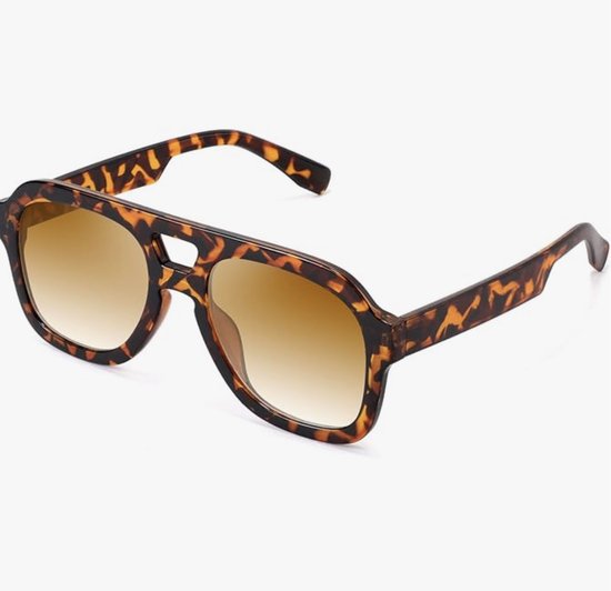 Retro jaren '70-bril voor dames en heren, vintage, trendy zonnebril met dubbele brug en UV400-bescherming, B2846 van Merkloos