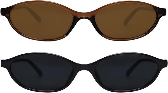 Retro ovale zonnebril voor dames, chique kattenoog, jaren 90 zonnebril, lichtgewicht, smalle tinten, trendy UV-bescherming zonnebril