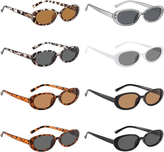 Retro Ovale Zonnebril voor Dames en Heren | Cat Eye Vintage 90s Stijl | Trendy Bescherming voor Buitenactiviteiten en Autorijden van Merkloos