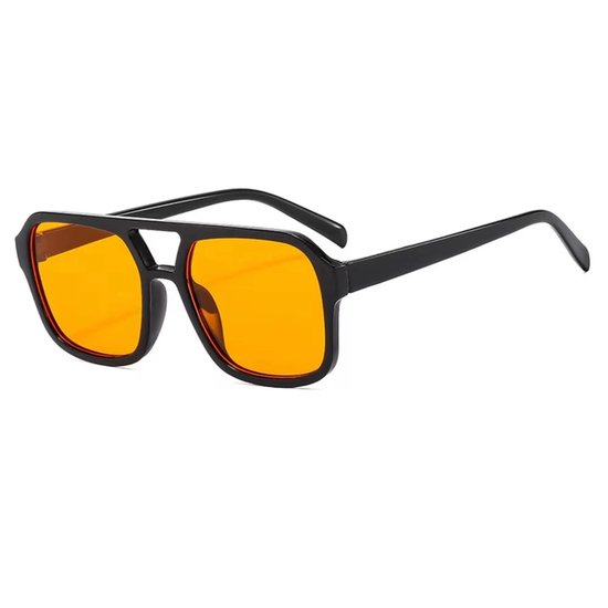 Retro pilotenzonnebril uit de jaren 70 - zonnebril - zonnebril heren - UV400-bescherming - zonnebril dames - Oranje - 14,4 x 14,4 cm van Merkloos