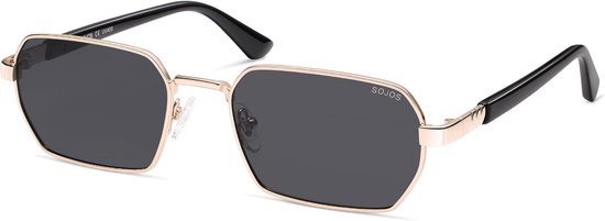 Retro rechthoekige gepolariseerde zonnebril voor dames en heren, smalle jaren 90 zeshoekige trendy zonnebril UV400-bescherming, SJ1270