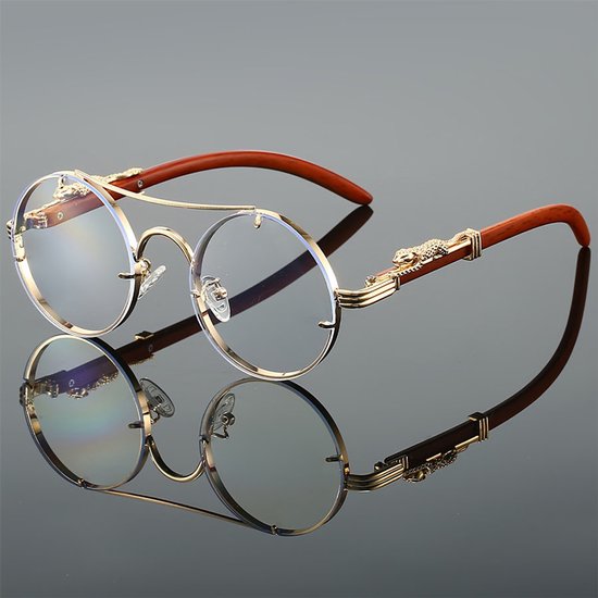 Retro unisex modebril – vintage montuur van metaal en acetaat, vierkant ontwerp met volledig montuur en decoratieve elementen (glazen).
