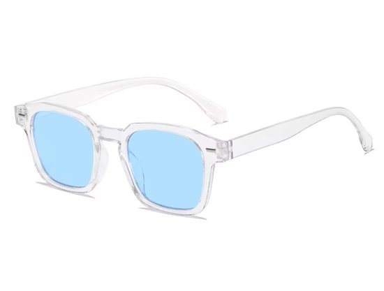 Retro Zonnebril 2026 - Transparant Frame - Blauwe Glazen