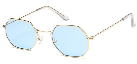 Retro Zonnebril Achthoekig Blauw van Merkloos