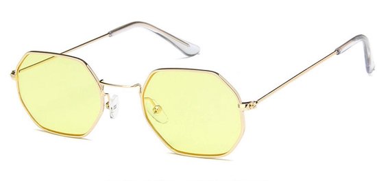 Retro Zonnebril Achthoekig Geel van Vo?