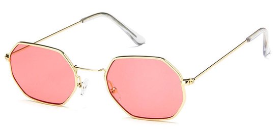 Retro Zonnebril Achthoekig Rood van Bristol