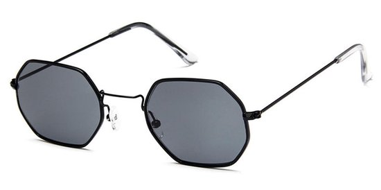 Retro Zonnebril Achthoekig Zwart van The Read Shop