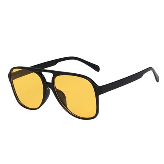 Retro zonnebril, oversized, niet-gepolariseerde UV-beschermende zonnebril, unisex - geel