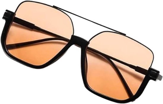 Retro zonnebrillen | Gepolariseerde zonnebrillen, stijlvolle retro zonnebrillen in grote maten | Modieuze retrostijl met breed montuur, Geschikt voor autorijden, wandelen en reizen (zwart montuur, bruine glazen) van Merkloos