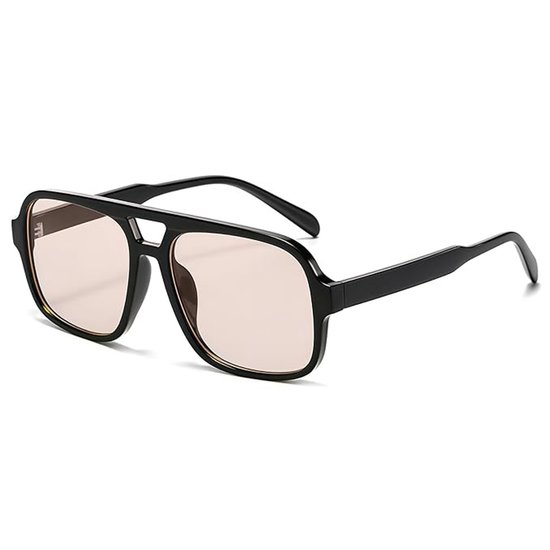 Retro zonnebrillen Geschikt voor dames en heren, klassieke rechthoekige oversized vierkante zonnebrillen uit de jaren 70 (zwart en bruin).