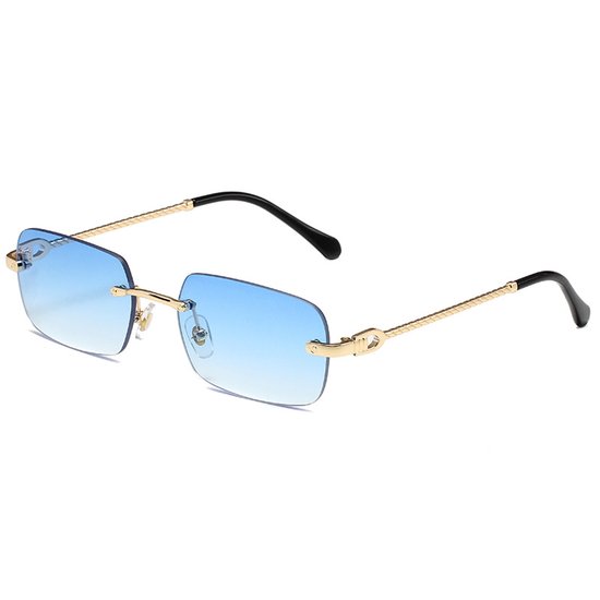 Rimless sunglasses, vintage small narrow clear glasses, vintage rectangular sunglasses, unisex. van Kweey