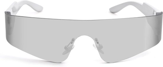 Rimless Zonnebril - Wraparound Shades - Mode Accessoire - Y2K Esthetiek - 70mm Lensbreedte - Spiegelend