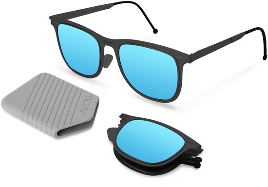ROAV LENNOX - Opvouwbare zonnebril - Polariserend UV400 - Matte Black - Blue Mirror glazen van ROAV