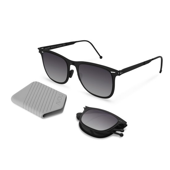 ROAV LENNOX - Opvouwbare zonnebril - Polariserend UV400 - Matte Black - Grey Gradient glazen van Merkloos