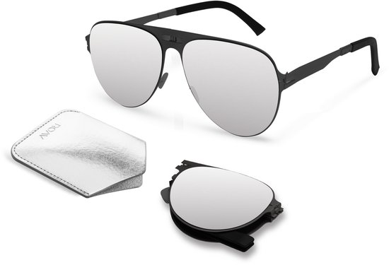 ROAV ORVILLE - Opvouwbare zonnebril – Polariserend UV400 - Matte Black - Silver Mirror glazen van ROAV