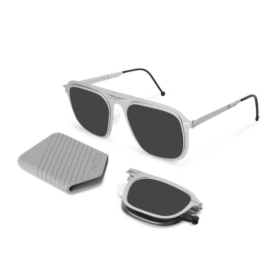 ROAV VIRGIL - Opvouwbare zonnebril – Polariserend UV400 - Matte Black - Grey Gradient glazen van Merkloos