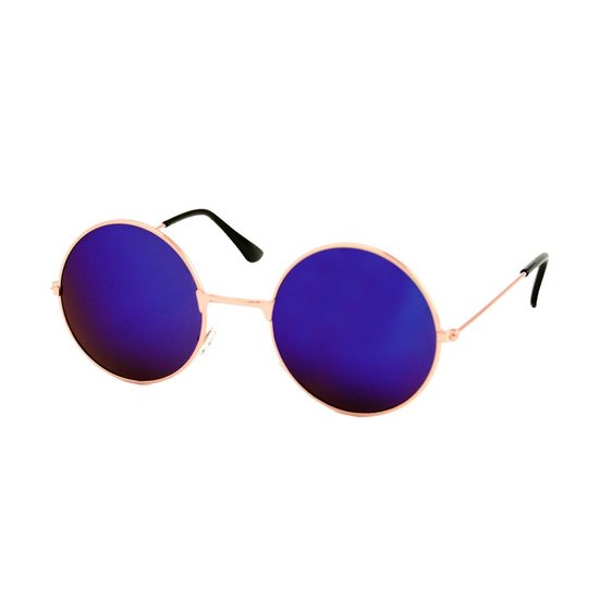 Ronde Hippie John Lennon Gabber Zonnebril Goud - Blauw Paars - Ronde bril - Gabber Bril - Hippie Bril van Unibrow