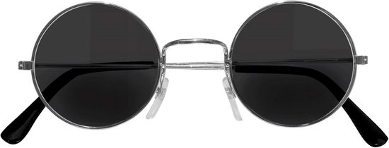 Ronde Hippie Zonnebril – Jaren '60 '70 Stijl – Donkergrijs – Unisex Accessoire voor Carnaval en Themafeesten van Boland