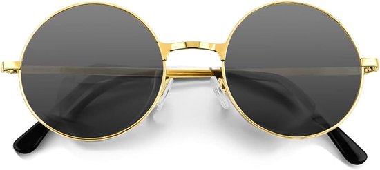 Ronde hippie zonnebril metalen rand cirkel hippie bril UV380 bescherming 70s zonnebril voor mannen vrouwen party gunst