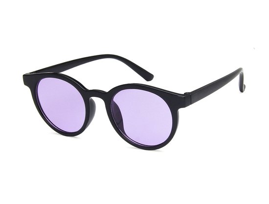 Ronde Kinder Zonnebril - Zwart - Paarse Glazen van Cangaroo.