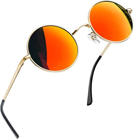Ronde Zonnebril Heren Dames Gepolariseerde UV-Bescherming | Vintage Metalen Frame Hippie Zonnebrillen Mannen Vrouwen