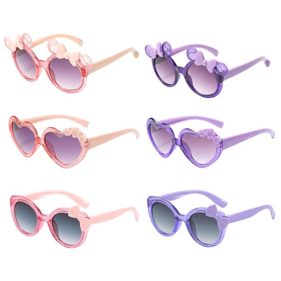 Ronde zonnebril in de vorm van een madeliefje, schattige zonnebril in de vorm van een hart, glazen in de vorm van een bloem, feestbril, ronde UV-bescherming (400-graden), voor peuters, meisjes, jongens, strandfeest, roze van Merkloos