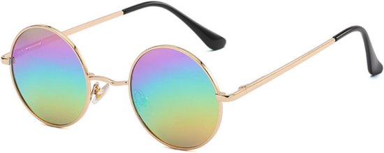 ronde zonnebril voor dames en heren, gepolariseerde zonnebril met metalen frame, hippie, UV400