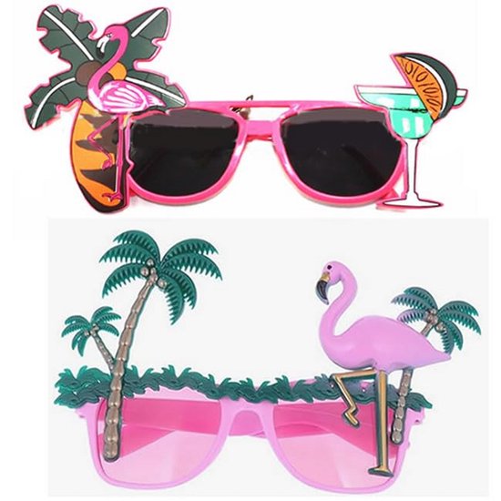 Roze Flamingo Party Bril - 2 Stuks Tropische Zonnebril voor Feesten en Verkleedpartijen van Merkloos
