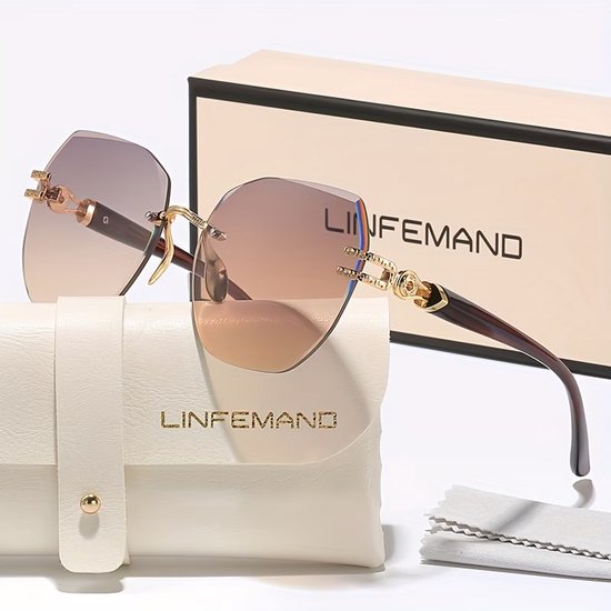 Roze Geometrische Frameless Fashion Bril - Lichtgewicht Eyewear voor Dames