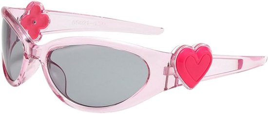 Roze Hartvormige Zonnebril UV400 - Feestbril voor Kinderen en Dames van Merkloos