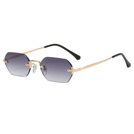 Rudiaro Diamond Cut Zonnebril Zwart - Unisex Eyewear met Stijlvol Metaal Frame, Spiegelglazen, UV400-bescherming | Trendy Accessoire voor Zomerse Flair, Strand en Stadswandelingen | Fashion Statement, Zonnebril Essentials van Rudiaro