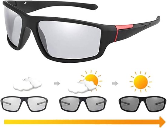 Sander Shop Meekleurende Zonnebril Heren UV400-bescherming Outdoor Sportzonnebril Fietszonnebril（Rood） van Merkloos