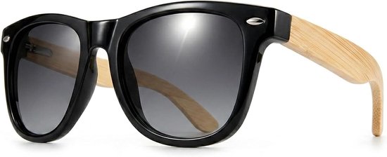 Sandex DE Zonnebril, gepolariseerd, voor heren en dames, met houten beugels en 7 professionele accessoires, UV-400 bescherming, CAT3 zwart, retro vintage zonnebril voor mannen en vrouwen, autorijden