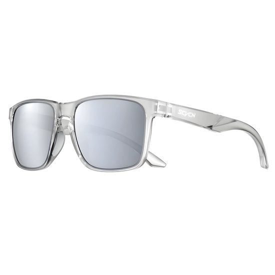 SCVCN® S235-QTC-06 | Zonnebril Piloten | Gepolariseerd Wayfarer Classic Zonnebril | Rechthoekig | Bril Hipster| Vierkant Rechthoekige | Carnavalsbril | Festival bril | Retro Zonnebril | Zonnebril Dames & Heren | Grijs Montuur | Zilver Spiegel Glazen van Merkloos