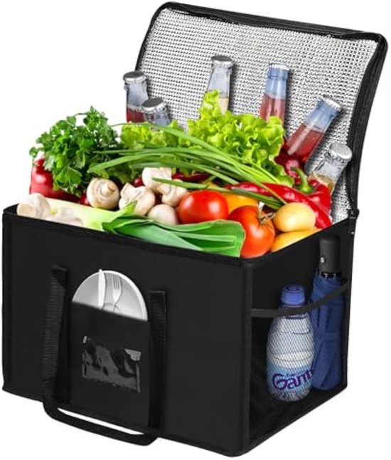 Selbro®, Grote koeltas van 40 liter, herbruikbare boodschappentas, duurzame gigantische mesh-zak, opvouwbare thermische tas, diepvriestas voor picknick, winkelen/kamperen/strand/barbecue van Selbro